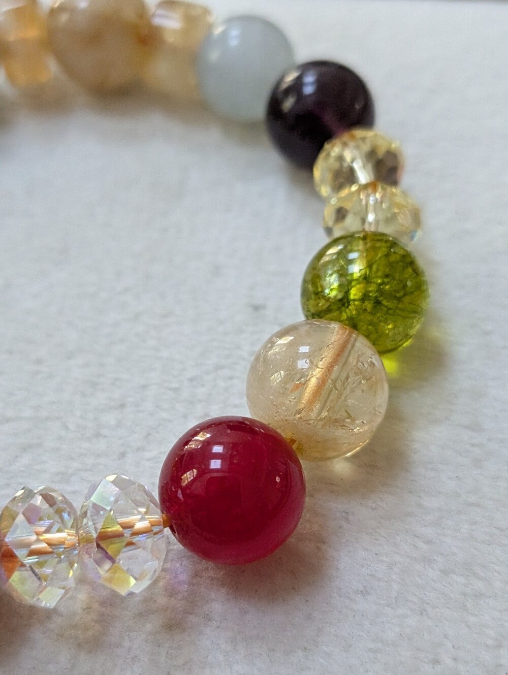 Multicolor Artisan Glass Stretch Bracelet - Picture 3 of 6